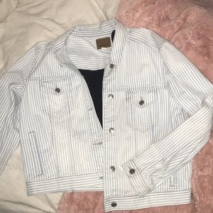 Light Wash Stripe Blue Denim Boyfriend Jacket